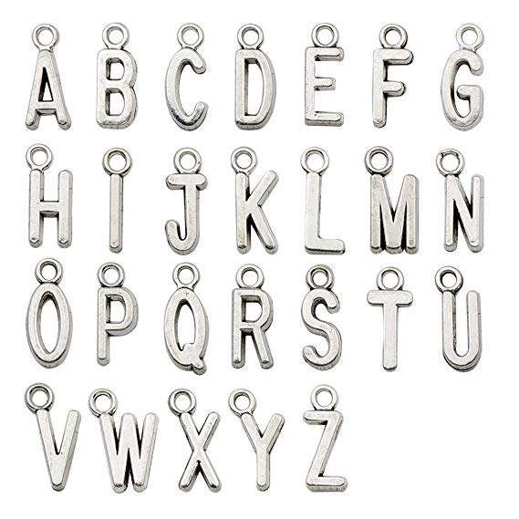 ABC Letter/Alphabet Letter "A-z" Charms Alphabetic Pendant,DIY Crafts Charms For Personalization Jewelry Making Accessory For DIY Necklace Bracelet,Set of 5 (130 Pcs) M145 (Silver A-Z Charms)