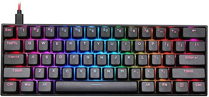 EPOMAKER Anne Pro2 60% Bluetooth Mechanical Keyboard with RGB Backlit PBT Keycaps NKRO Programmable (Gateron Blue Switch, Black)