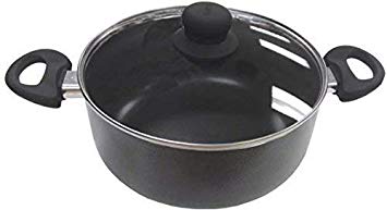 Imusa IMU-91635 Nonstick Stock Pot with Glass Lid 4.8-Quart Cookware, Black