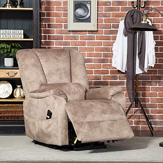 CANMOV Power Lift Recliner Chair for Elderly- Heavy Duty and Safety Motion Reclining Mechanism-Antiskid Fabric Sofa Living Room Chair with Overstuffed Design, Camel