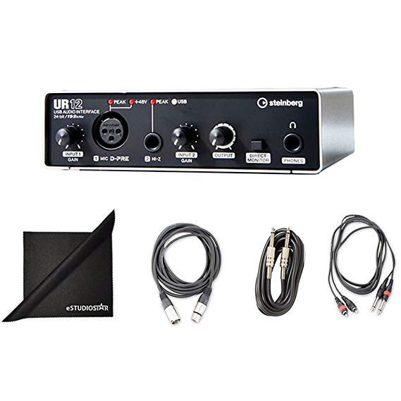 Steinberg UR12 USB Recording, Podcast Audio Interface with Cubase AI DAW and Cables