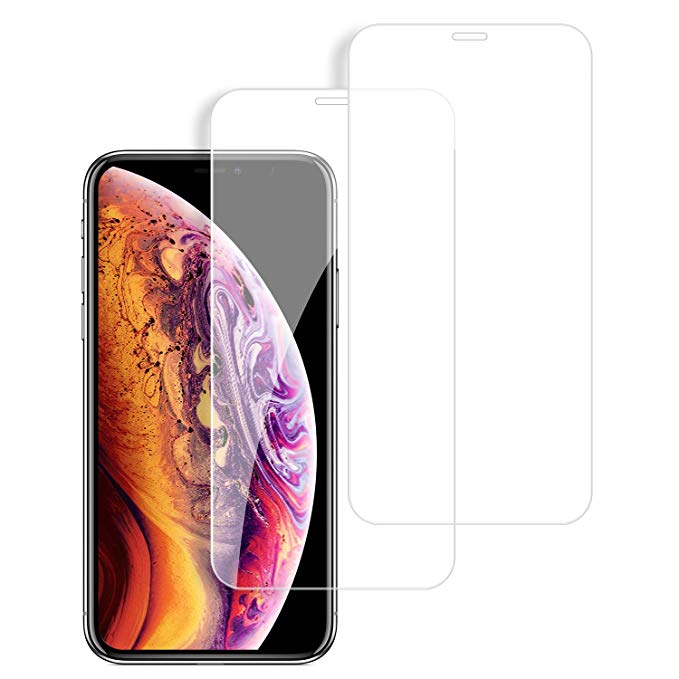 iPhone X/XS Screen Protector Tempered Glass (2 Packs), Case Friendly, Easy Application, Bubble Free, Anti Impact Scratch and Fingerprint Compatible for iPhone X/XS