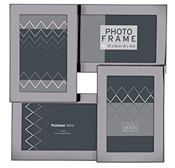 Innova Beautiful and elegant Multi Opening Gunmetal Frame, 2 horizontal and 2 portrait 6x4 photos. For Wall Hanging Or Standing, Made From Stainless Steel, Metal, 6 x 4-Inch