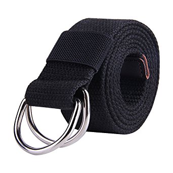JINIU Canvas Belt Military Style D RING Buckle solid color 1.5" wide