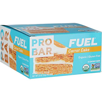 PROBAR - FUEL Energy Bar - Carrot Cake - Organic, Gluten Free, Non-GMO Project Verified, Plant-Based Whole Food Ingredients, 3g Protein - Pack of 12 Bars