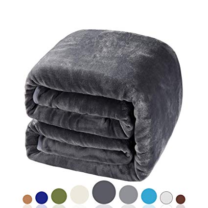 BALICHUN Soft Fleece King Blanket Winter Warm Brushed Flannel Blankets All Season Lightweight Thermal Throw for Bed, Sofa or Couch Dark Grey 90"x108"