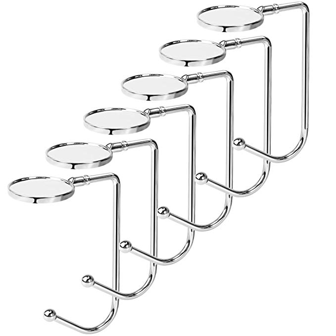 Yotako 6 Pieces Christmas Stocking Holders Mantel Hooks Hanger Christmas Stocking Clips Safety Grip for Christmas Party Decoration and Hanging Handbags,Sliver