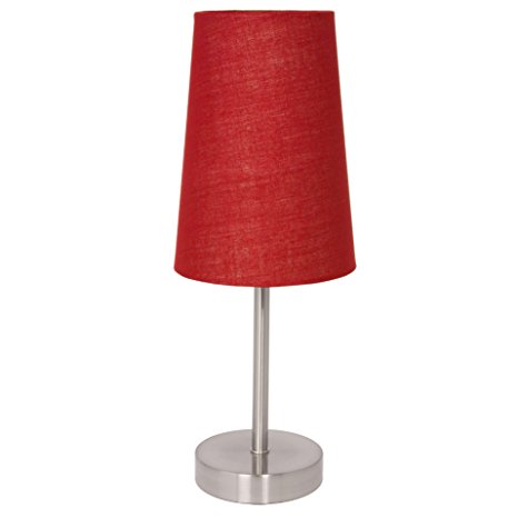 LightAccents Brushed Nickel Table Lamp with Fabric Shade (Red)