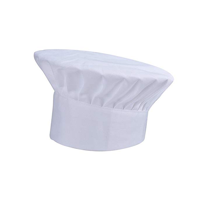 Wooinhome Chef Hat Adjustable Elastic Baker Kitchen Cooking Chef Cap For Adult Chef Man/Women (White)