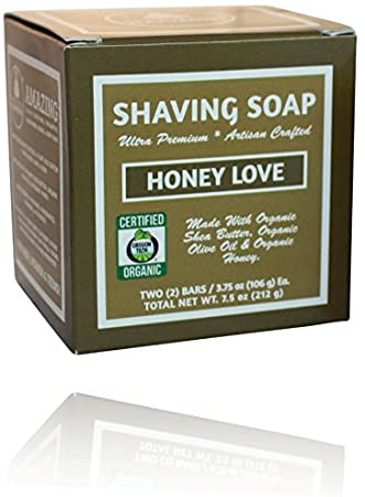 Organic Shaving SoapHoney Love UnisexTwo 3.75 oz Bars5in1 (Shave Shampoo Cond. Body & Beard Soap) Certified Organic by Oregon TilthMade W/Softening Butters & Oils & Org. Honey87% Organic!