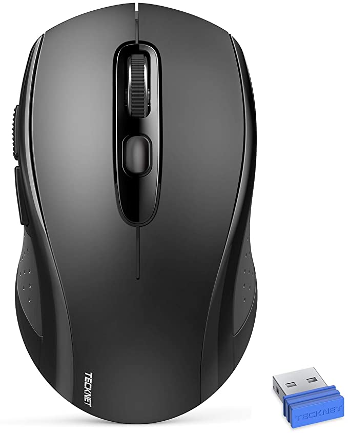 TeckNet Bluetooth Mouse, Three-mode Bluetooth Wireless Mouse (Bluetooth 5.0/3.0 and 2.4G Wireless), 2400DPI Portable Mouse for WIN XP/WIN 7/WIN 8/WIN 10/Vista, Android, MacBook