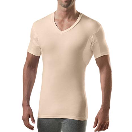 Thompson Tee Men's Sweat Proof Undershirt With Underarm Sweat Pad, Slim Fit, Vneck