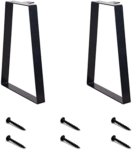 NXN-HOME Set of 2 Metal Table Legs 16 '' Tall Trapezoid Bench Legs Coffee Table Legs DIY Furniture Legs (Black)