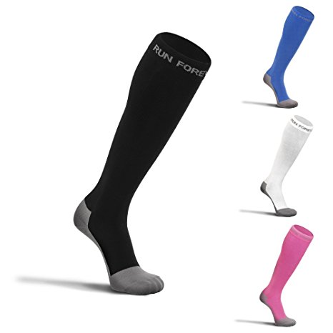 Compression Socks by Run Forever Sports – BEST Graduated Recovery Socks for Everyday Use – Great for Shin Splints, Nurses, Maternity, Travel, Running 20-30 mmHg