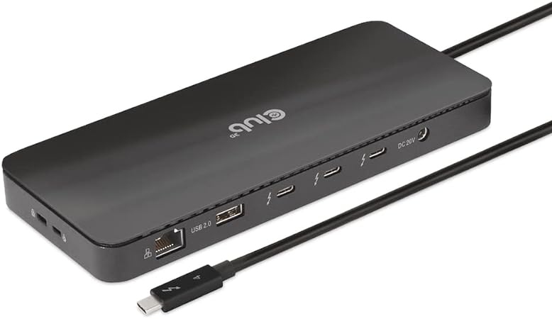 Club 3D CSV-1581 Thunderbolt 4 11-1 Docking Station Intel Certified Dual 4K Video or Single 8K 30Hz 96W Power Delivery SD Card Reader