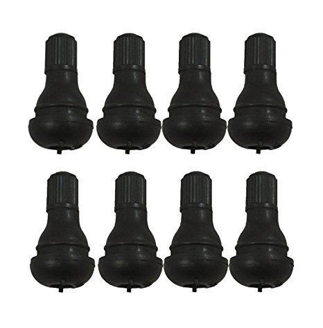 ABN Snap-In Short Black Rubber Valve Stem (TR412) 8-Pack for Tubeless 0.453” Inch 11.5mm Rim Holes on Standard Vehicle Tires