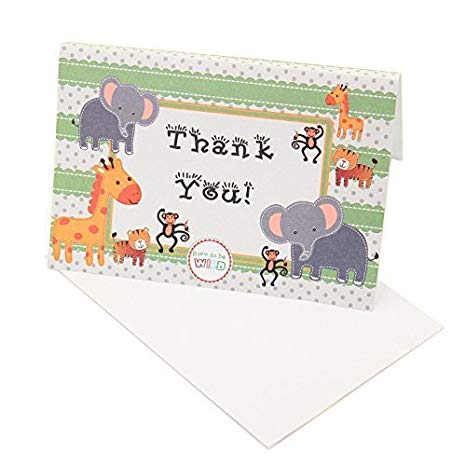 Ifavor123 Jungle Safari Animal Theme Baby Shower Cards – 24 Pack (Thank You Cards)