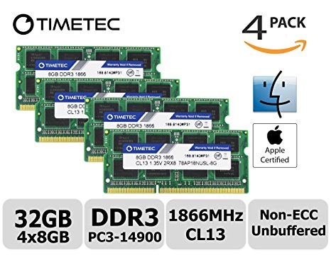 Timetec Hynix IC Apple DDR3 PC3-14900 1866MHz for IMac 17,1 W/Retina 5K Display (27-inch Late 2015) A1419 (EMC 2834) MK462LL/A, MK472LL/A, MK482LL/A (32GB Kit (4x8GB)