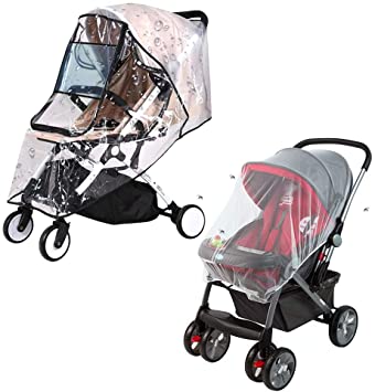 TIMESETL Stroller Rain Cover, Baby Stroller Waterproof Cover with Insect Net, Pushchairs Stroller Accessories, Universal Size