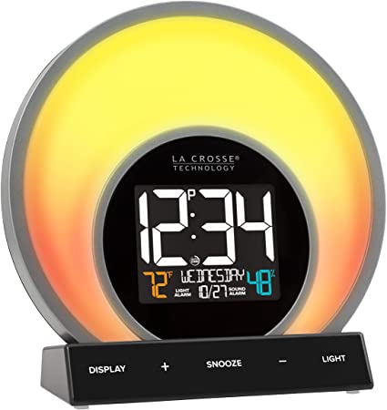 La Crosse Technology C80994 Soluna Mood Light Alarm Clock with Temperature & Humidity, Black