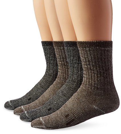 Kirkland Signature Outdoor Trail Sock Merino Wool Blend (Pack of 4)- Brown and Grey