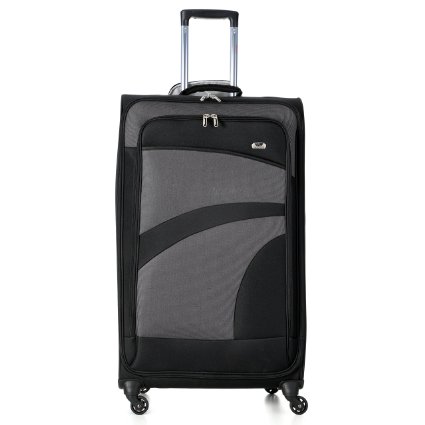 Aerolite Medium 26" Super Lightweight 4 Wheel Spinner Check-In Hold Luggage Suitcase Travel Trolley Case (Black/Grey)
