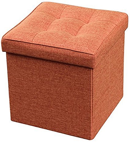 Storage Ottoman Foldable with Square Padded Seat 15 x 15 (Rust)