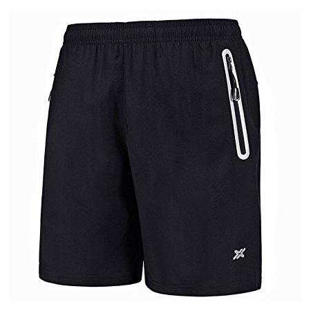 donhobo Men's Running GYM Training Shorts With Zip Pockets Quick Dry Sports Shorts