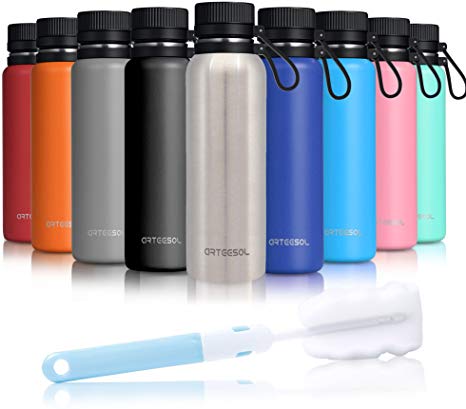 arteesol Water Bottle, BPA Free Vacuum Insulated 18/8 Stainless Steel Double-Walled Water Bottle Wide Mouth Thermos Ideal for Sports Gym Workout