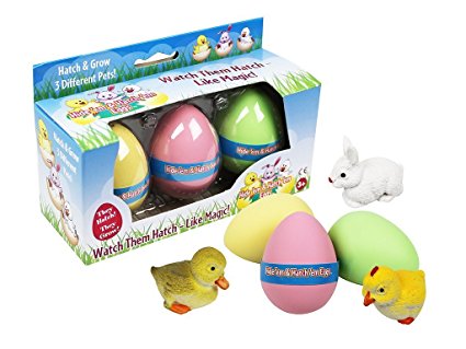 Easter Eggs - The Original Hide 'Em and Hatch 'Em Super Grow Eggs - 3 Different Pets that Grow HUGE - 5-6x Size! (Series 1)