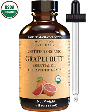 Certified Organic Grapefruit Essential Oil Large 4 oz, Therapeutic Grade for Stress Relief, Relaxation, Aromatherapy, Diffuser, Home by Mary Tylor Naturals