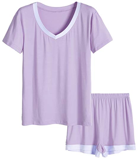 Latuza Women's V-Neck Sleepwear Short Sleeve Pajama Set