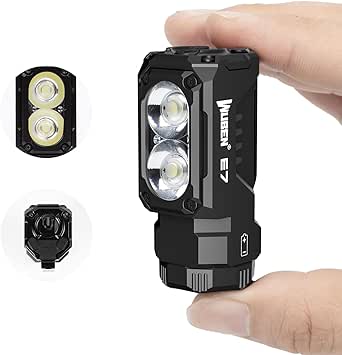 WUBEN E7 EDC Lampe de poche rechargeable 1800 lumens, petite lampe de poche super lumineuse, 6 modes, lampe torche étanche IP68 intégrée pour les urgences, le camping