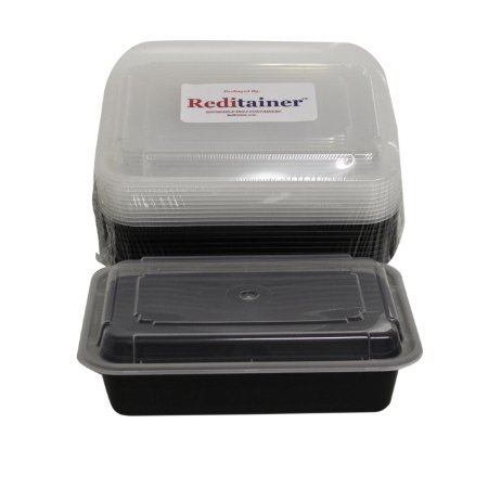 Reditainer Rectangular Food Storage Containers with Lids 20 Pack 28 oz Black