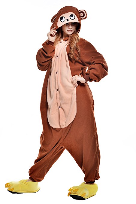 NEWCOSPLAY Monkey Costume Sleepsuit Adult Onesies Pajamas