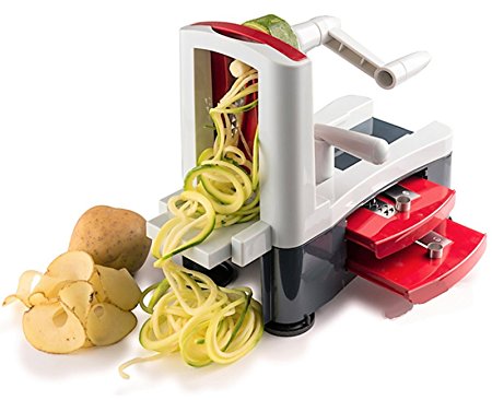 Edofiy Spiralizer 3-Blade Vegetable Slicer With Strong Suction Base,Veggie Spaghetti Pasta & Zucchini Noodles Maker for Low Carb/Paleo/Gluten-Free Meals