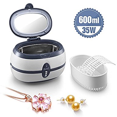 Ultrasonic Cleaner Uten Stainless Steel Ultrasonic Cleaner Super Large Capacity 600ml Ultrasonic Jewelry Cleaner for Rings,Necklaces,Sunglasses,Waterproof Watches,Dentures,Coins,Forks etc.