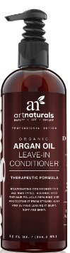 Art Naturals Argan Oil Leave in Conditioner / Moisturizer 12 oz | Best Treatment for Dry, Damaged & Colored Hair | Deep Conditioning Repair Cream Leaving Hair Sleek & Shiny For All Hair Types