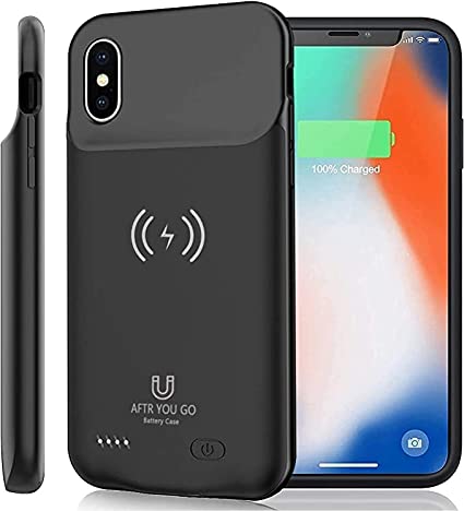 AFTRYOUGO iPhone X Xs 10 Battery Case(5.8 Inches) Qi Wireless Charging Compatible, 8000mAh Slim Extended Rechargeable External Charger Case Compatible iPhone X Xs 10 (XDL-633M)-Black