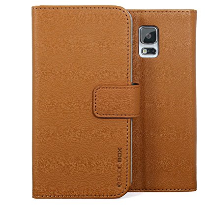 Galaxy S5 Case, BUDDIBOX [Wallet Case] Premium PU Leather Wallet Case with [Kickstand] Card Holder and ID Slot for Samsung Galaxy S5, (Brown)