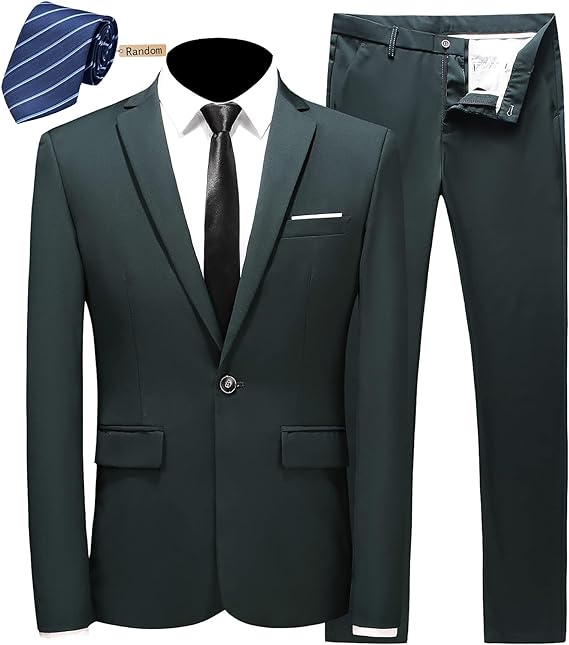 MOGU Mens Slim Fit 2 Piece Suit One Button Notch Lapel Tuxedo for Prom (Suit Jacket   Pants)
