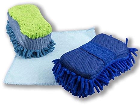 Car Wash Sponge: BlizeTec 2 Stylist Microfiber Cleaning Car Scrub Pad and Towel