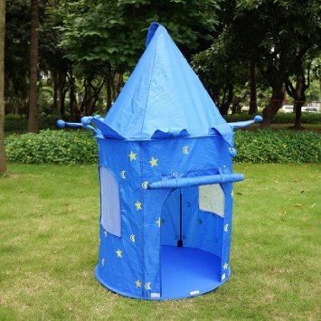 Boys Kids Play Tent Yoleo Sweet Lovely Stars Prince Castle Fairy Tale Play House with Storage Bag Blue