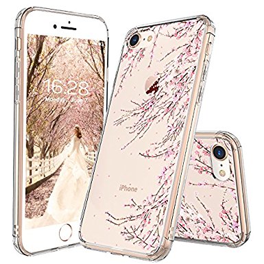 iPhone 8 Case, iPhone 7 Case, MOSNOVO Cherry Blossom Floral Printed Flower Clear Design Plastic Hard Slim Back Case with TPU Bumper Protective Case Cover for iPhone 7 (2016) / iPhone 8 (2017)