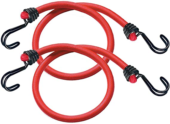 Master Lock 3020EURDAT Bungees with Reverse Hooks, Red, 60 cm Bungee, Pack of 2