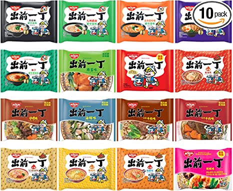 Nissin Demae Instant Noodles Ramen 10 PACKS Assorted Flavours (100g x 10) | Tonkotsu, Chicken, Beef, Satay, Seafood, Sesame, Prawn | Selected by WaNaHong