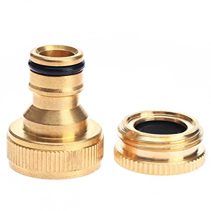 Connector 3/4 or 1/2 Brass Universal Garden Water Hose Thread Pipe Tap Adapter Coupler for Boat Garden Home Yard Watering Washing Cars Vhicles Cleaning Use washing machine connector
