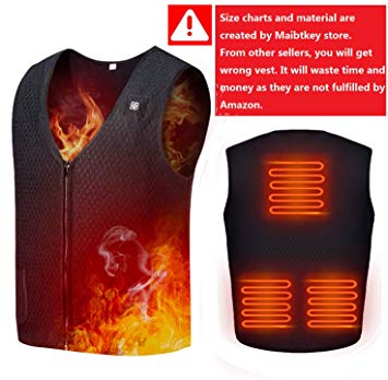 Maibtkey Electric Heated Clothes, Washable Heated Vest USB Rechargeable Heating Body Warmer Gilet with 3 Temperature for Outdoor Skiing, Hiking, Hunting, Motorcycle, Camping (No Battery)