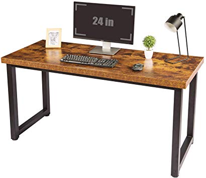 TOPSKY 59" Big Large Computer Office Desk 1.18” Board   0.7” Frame Rustic Brown