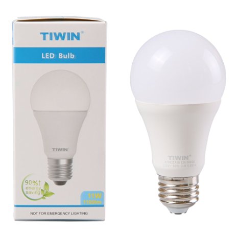 TIWIN A19 E26 LED Bulbs 100 watt equivalent (11W) ,Daylight (5000K),CRI80 , General Purpose Light Bulb